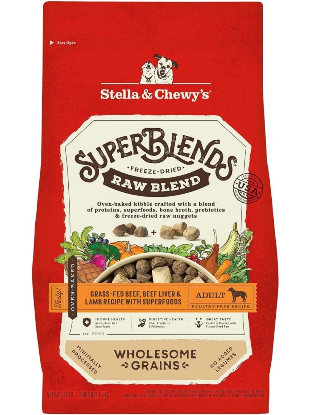 Raw Blend Wholesome Grains Grass-Fed Beef & Lamb Recipe with Superfoods, 3.25 lb